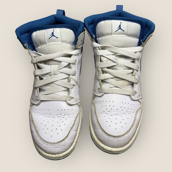 Nike Air Jordan 1 Mid White/Blue – Kids’ Size 3Y - Picture 9 of 13
